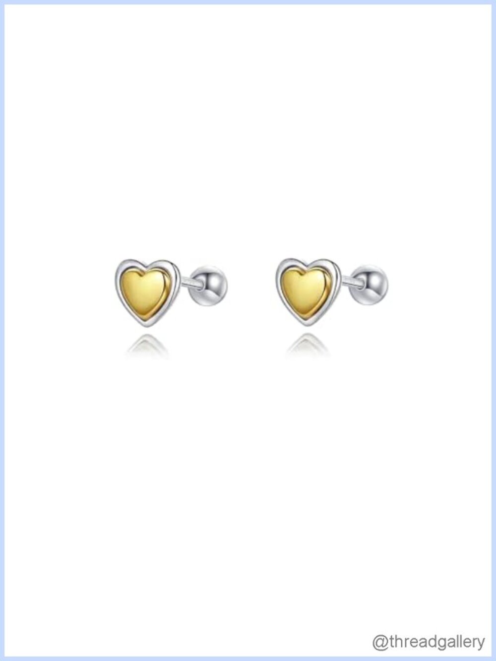 Heart Stud Earrings 925 Sterling Silver Hypoallergenic Screw Back